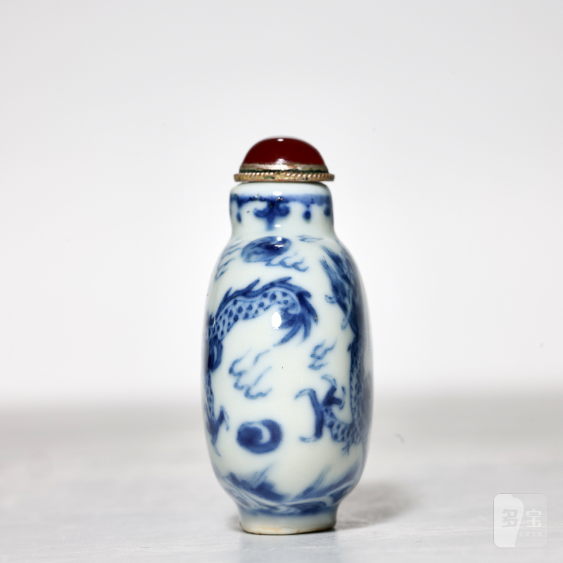 清晚期 青花龙纹鼻烟壶 - 图4